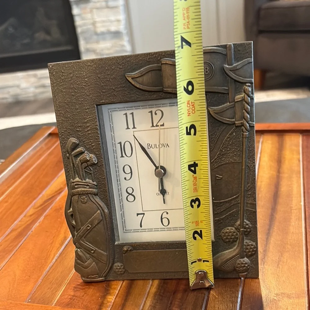 Bulova Brown Bronze Clock with Golf Motif